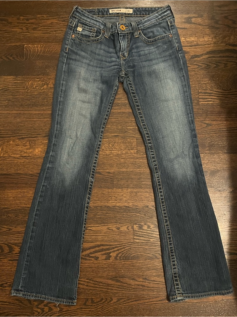 Y2K BIG STAR Womens Low Rise Bootcut Jeans Medium Wash Denim 27R